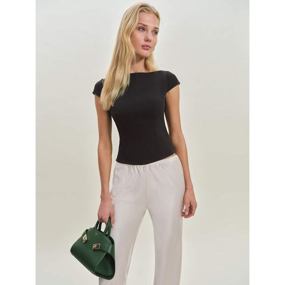 Reformation Yvette Cut-Out Crepe Top - 8 - Black - Picture 1 of 4